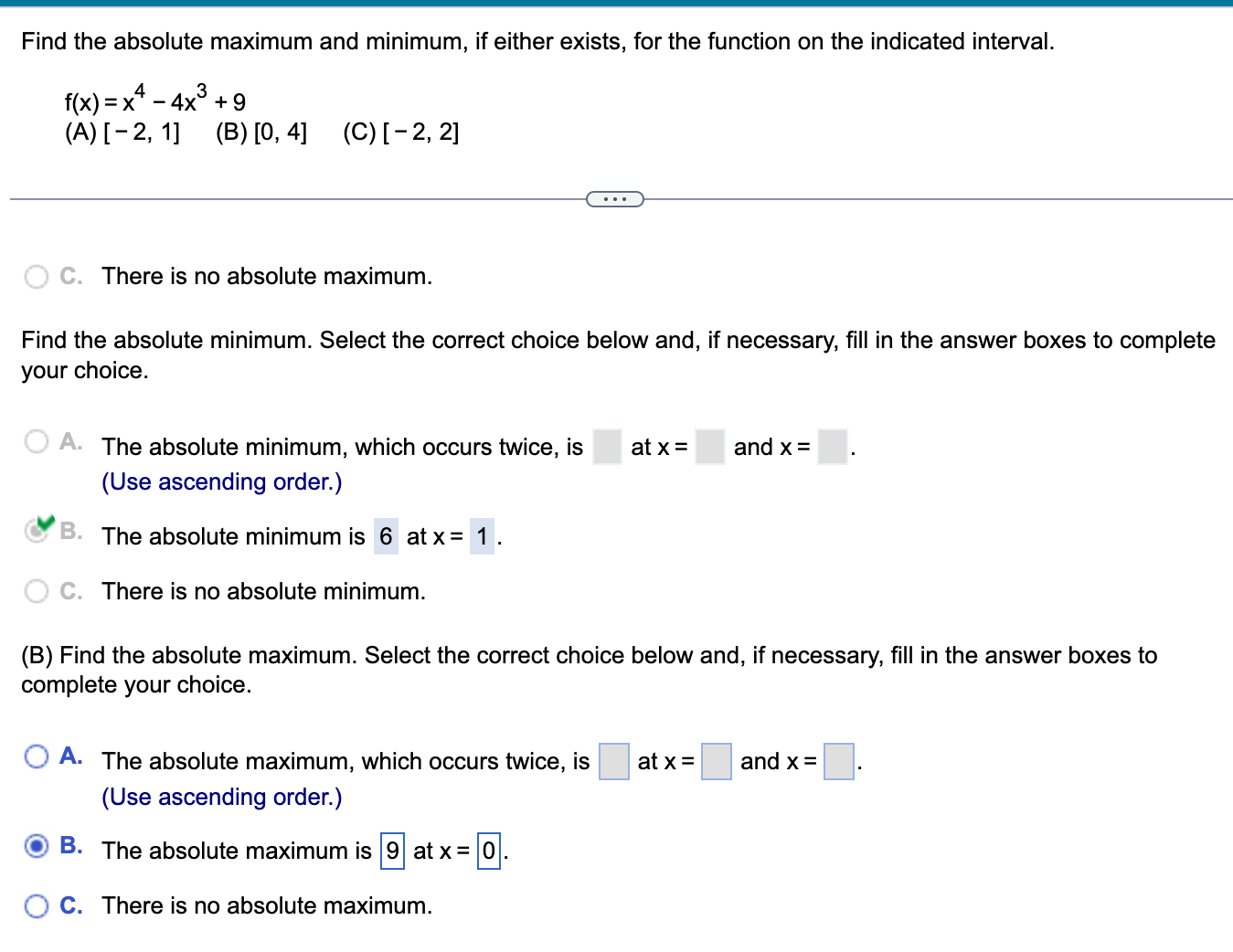 - 5x In x. E Select the correct choice below and, if
