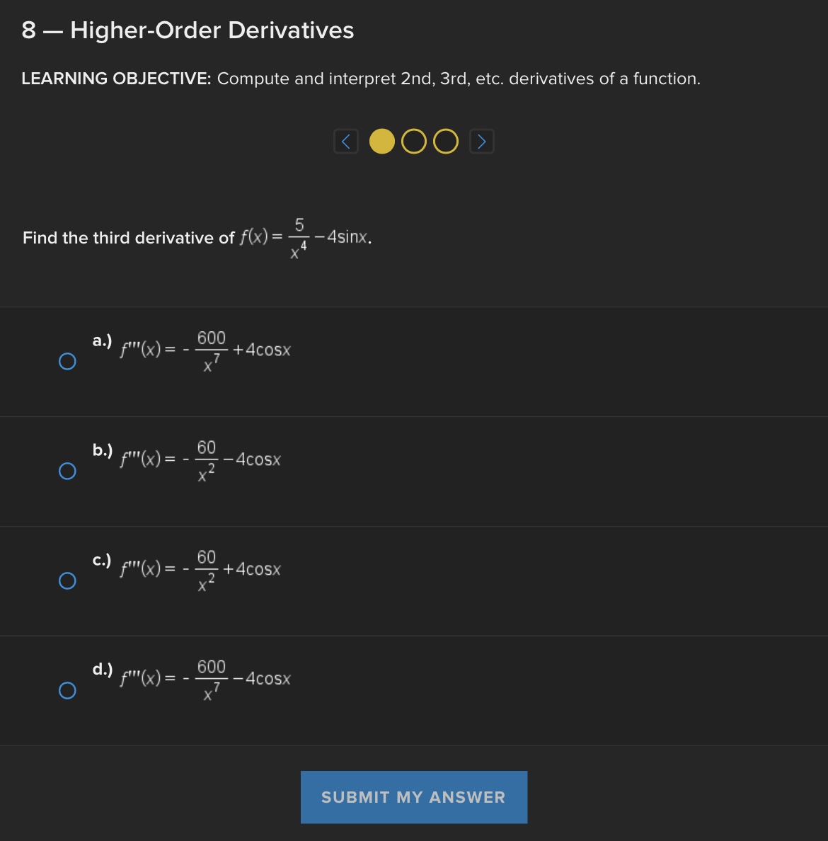 2, X = 1 SUBMIT MY ANSWER Report an issue with this