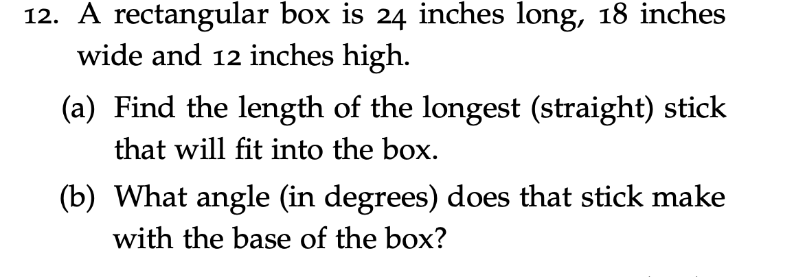  Please explain the solution step by step 12. A rectangular box