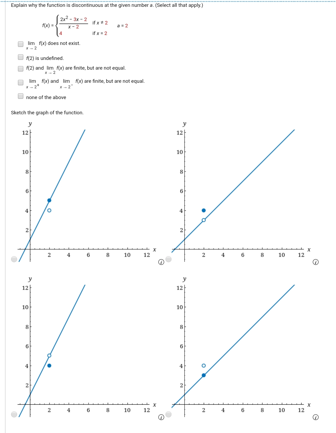  I need solve this question Explain why the function is discontinuous