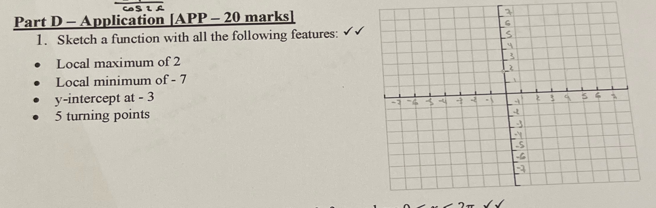 1. Sketch a function with all the following features: v Local maximum
