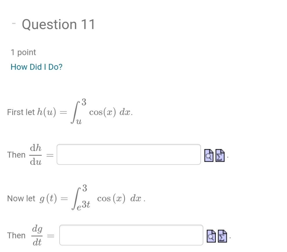 - Question 11 1 point How Did I Do? 3 First