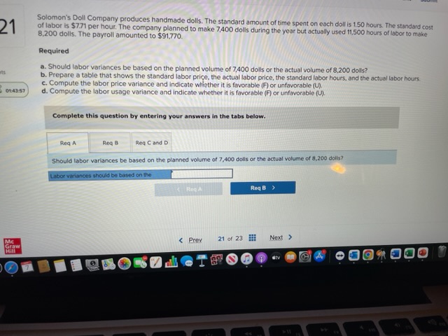 actual labor price, the standard labor hours, c. Compute the labor price