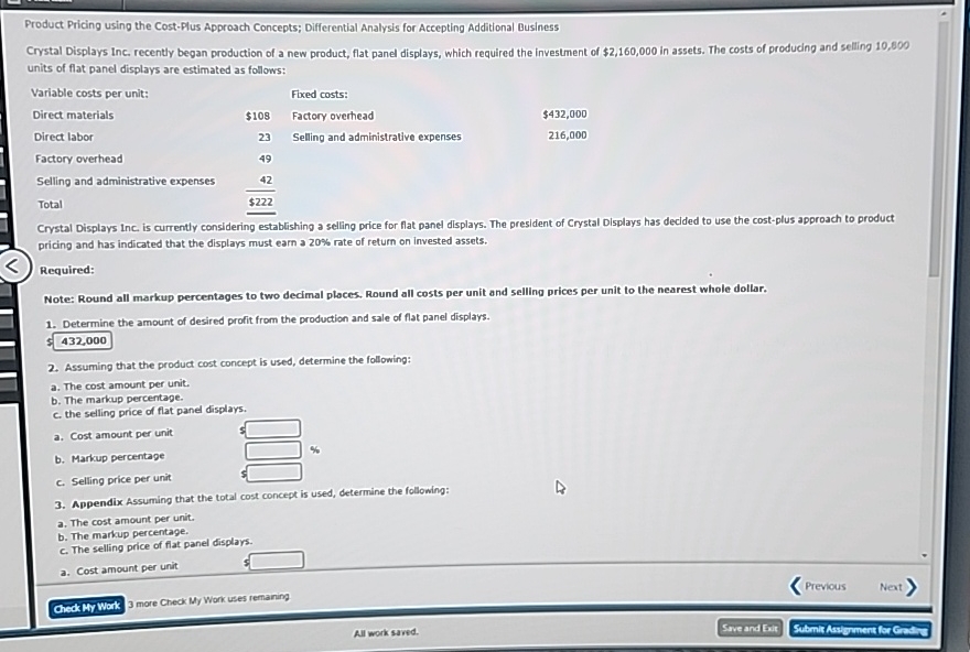  Product Pricing using the Cost-Plus Approach Concepts; Differential Analysis for Accepting
