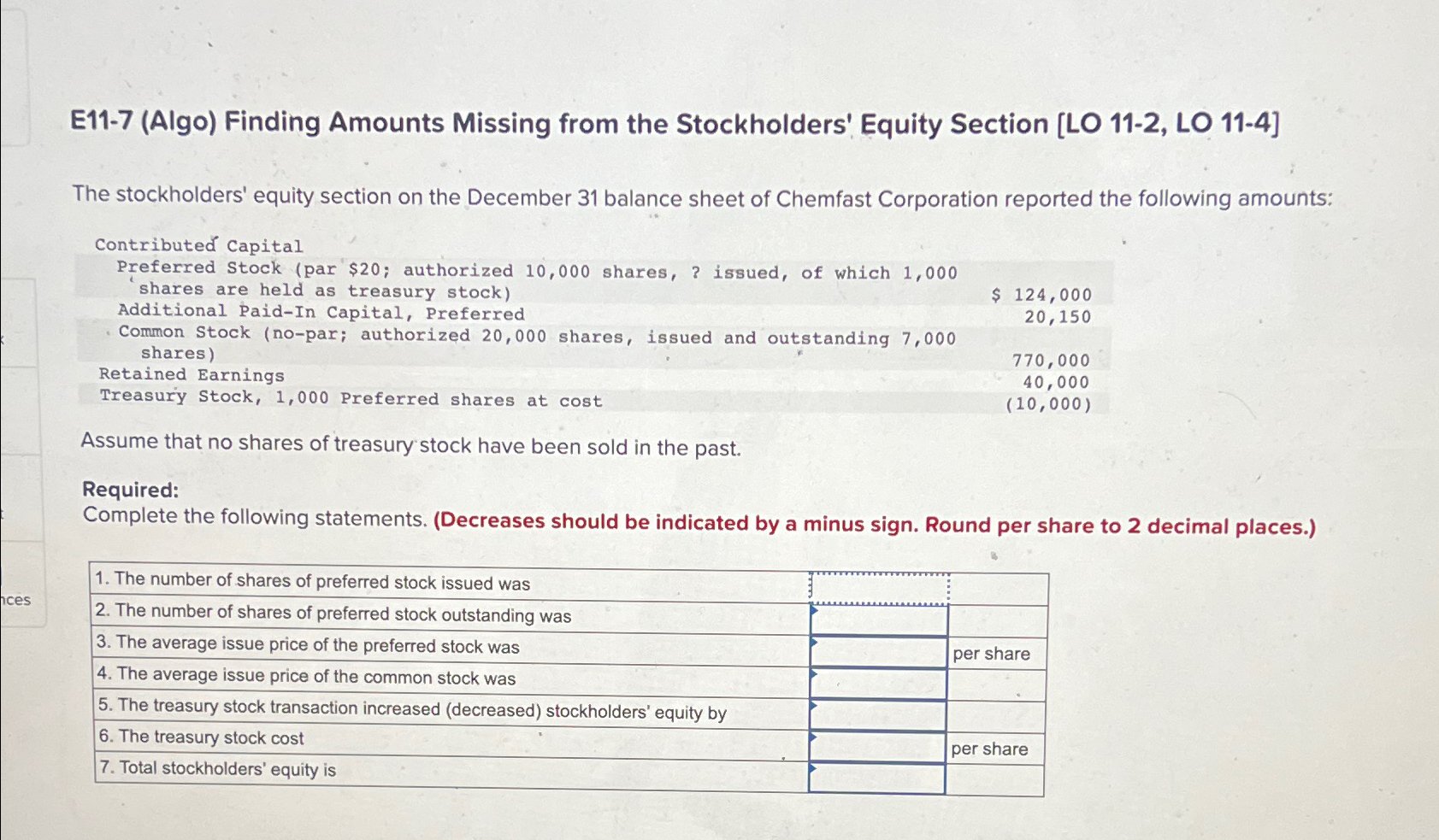 LO 11-4] The stockholders' equity section on the December 31 balance sheet