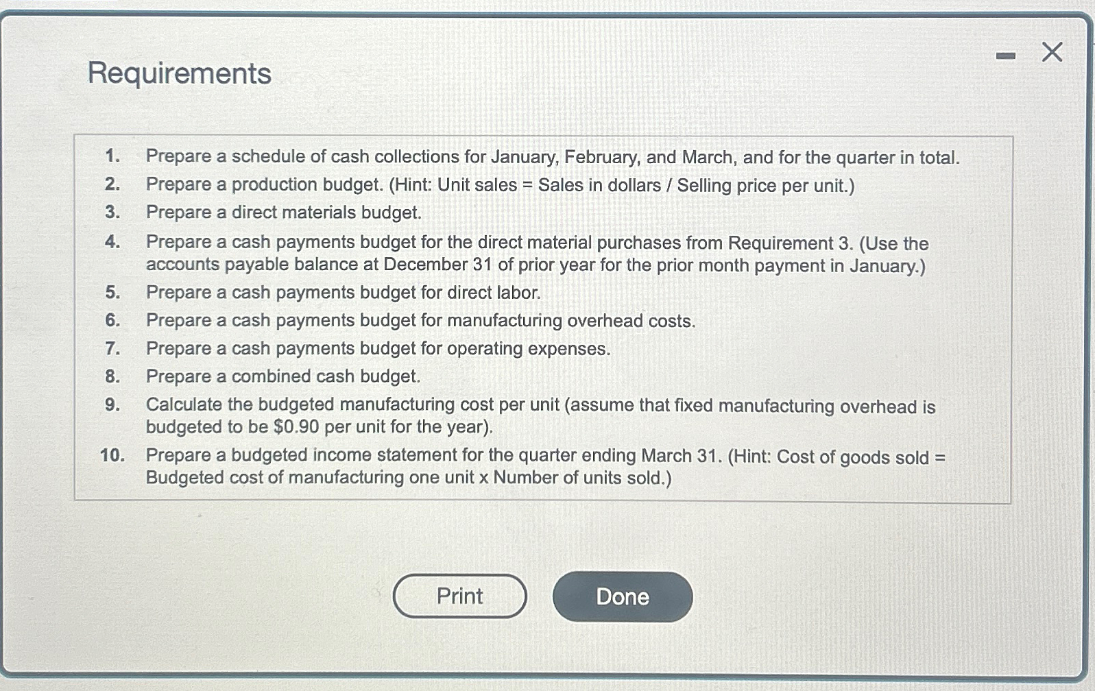 of the upcoming year. The following data pertain to Damon Manufacturing's operations: