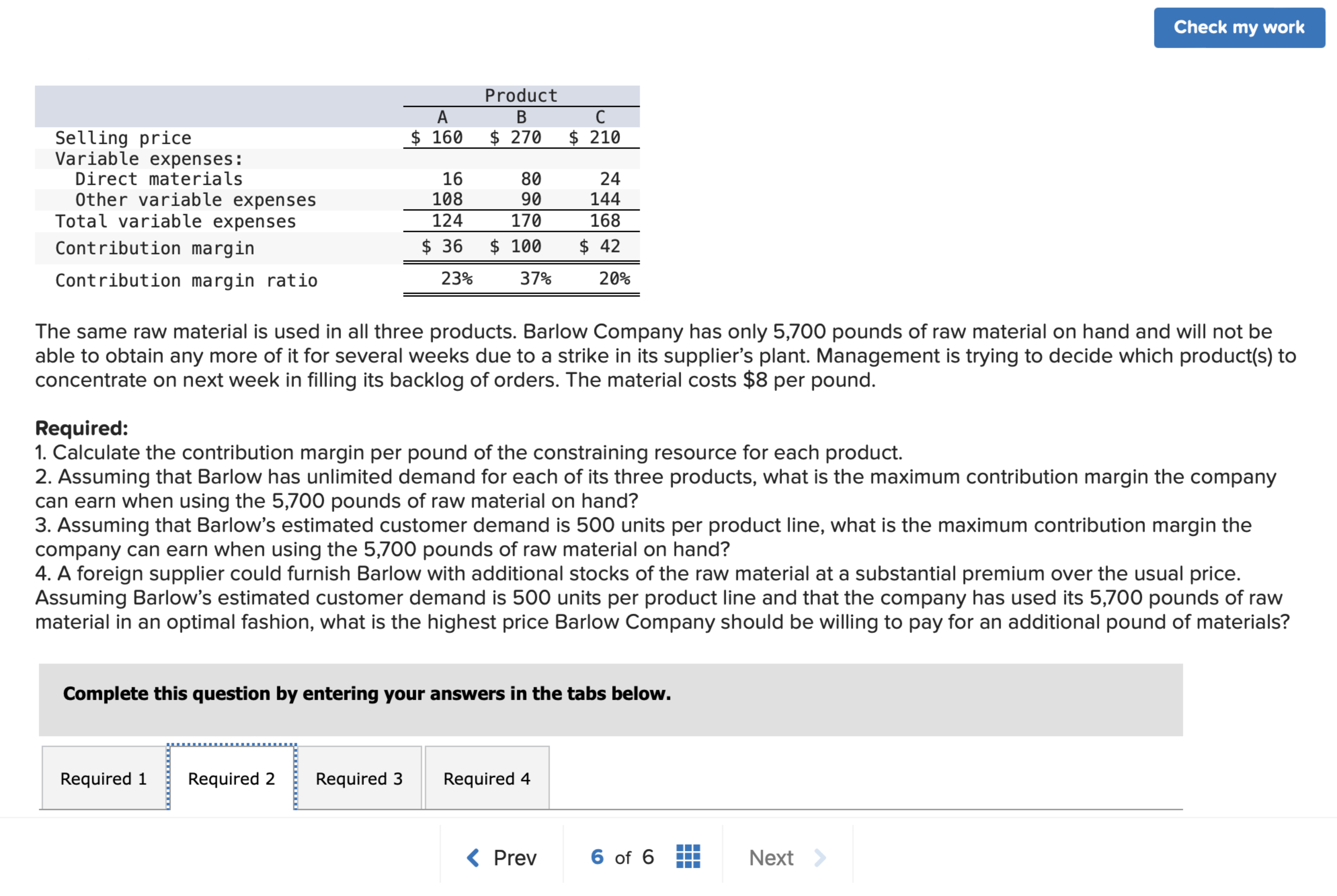 The same raw material is used in all three products. Barlow