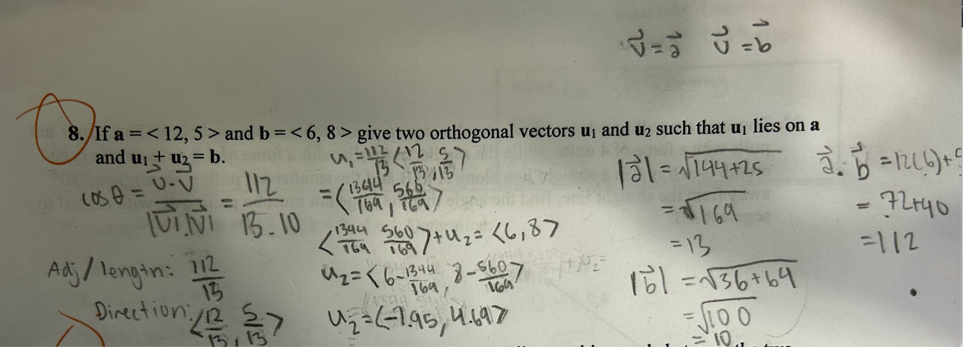  = b and u1 + uz = b. 8./If a= and