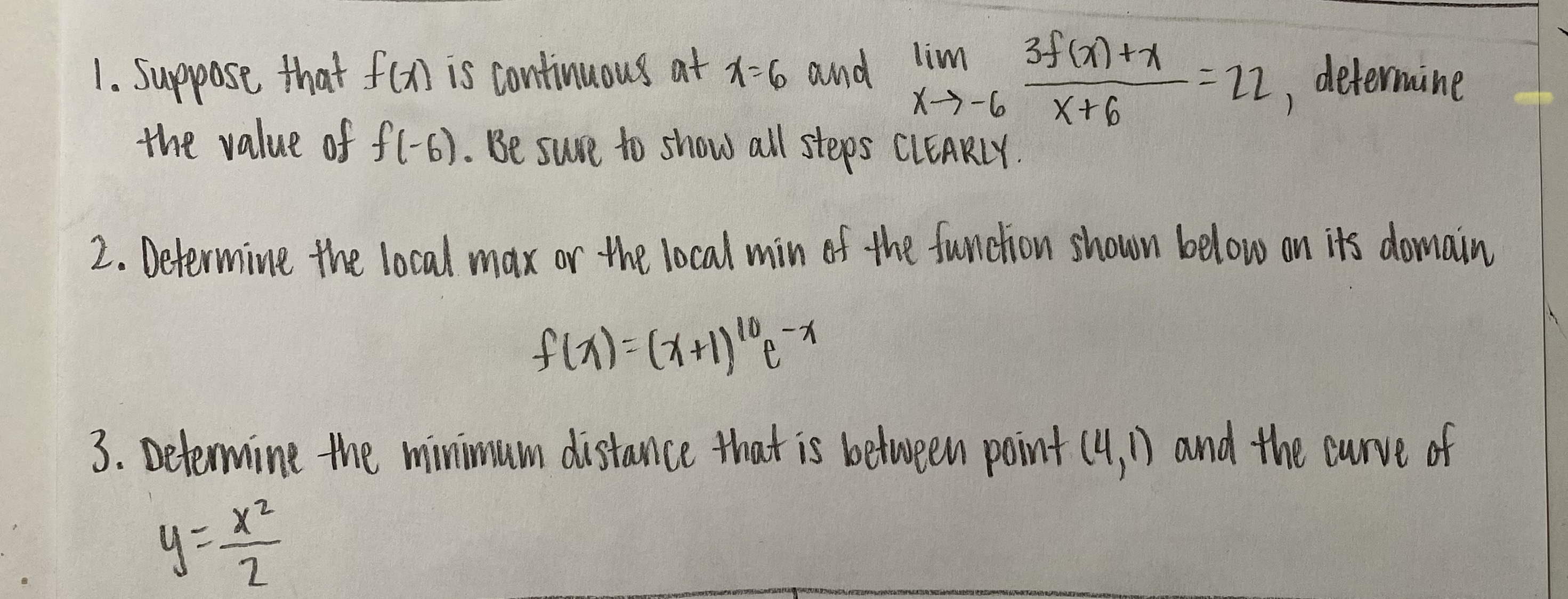 1. Suppose that fox is continuous at 1=6 and lim X-
