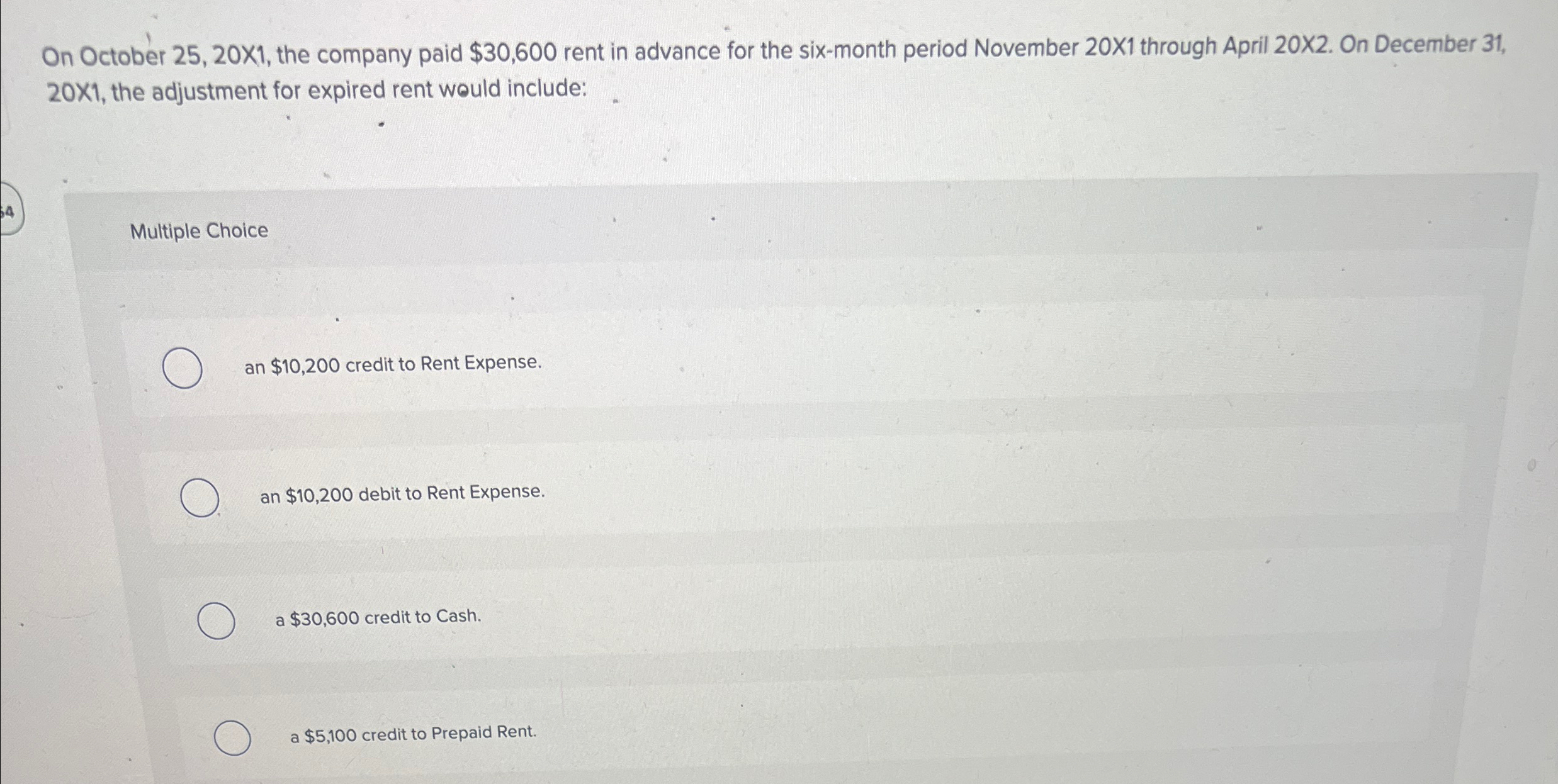 the six-month period November 201 through April 20X2. On December 31,201, the