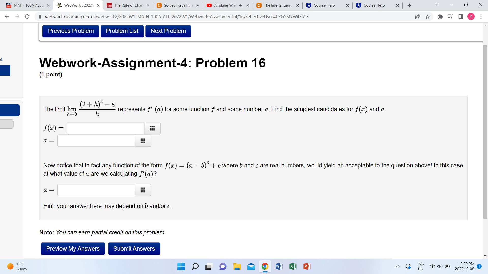 Rate of Chan X C Solved: Recall tha X Airplane Whit 41