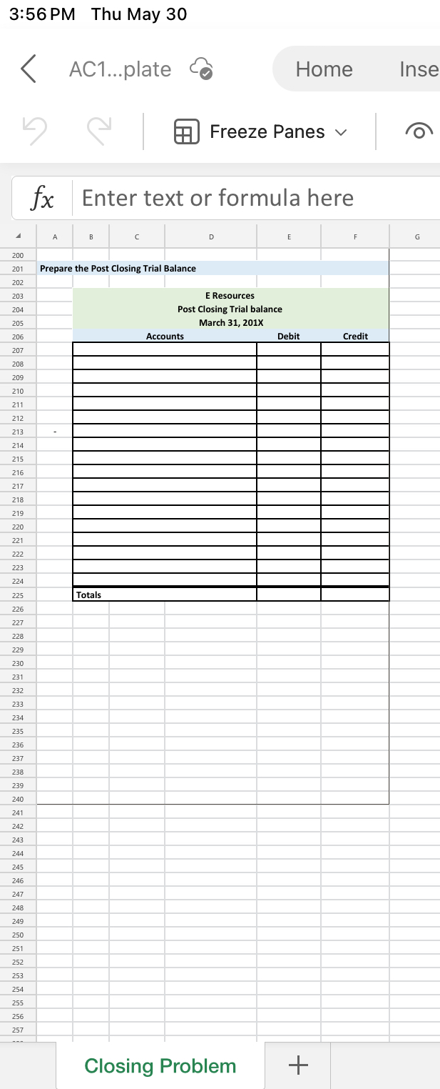 3:56 PM Thu May 30 AC1...plate Home Inse k Freeze Panes
