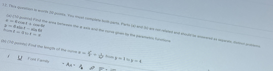  12. This question is worth 20 points. You must complete both