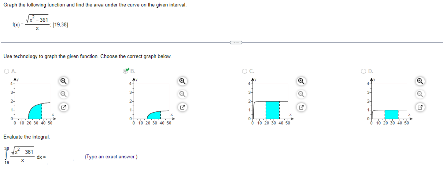 the given interval_ x -361 ; [19,381 use technology to graph the