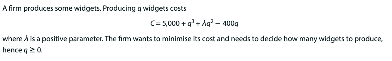  A rm produces some widgets. Producing q widgets costs C: 5,000