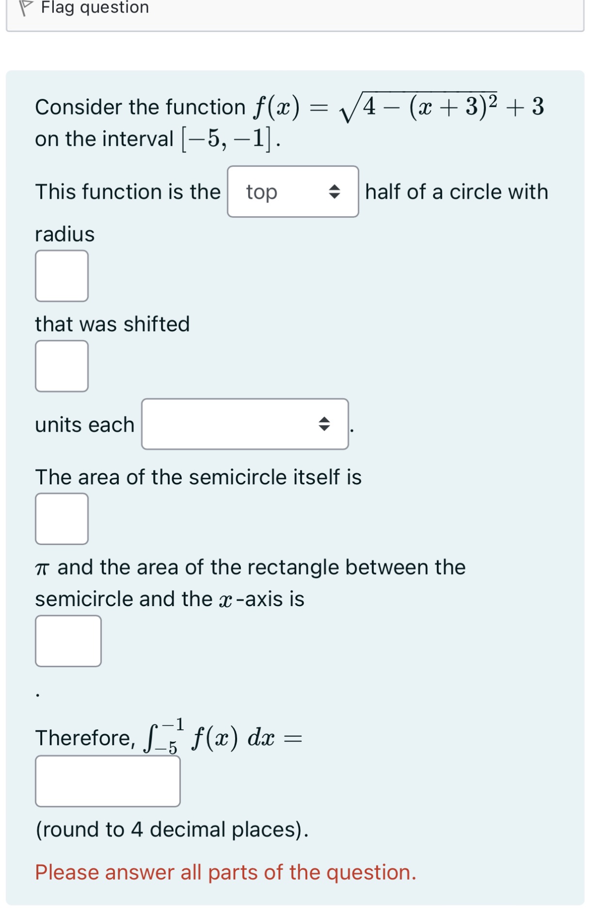 Flag question Consider the function f (ac) = 4 - (