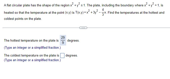 the temperature at the point (x,y) is T(x,y) = x" + 3y