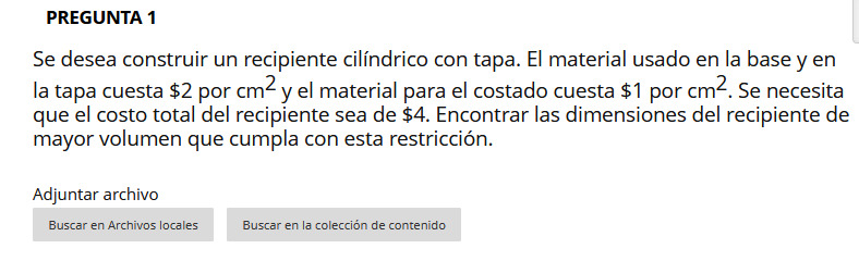 usado en la base y en la tapa cuesta $2 por cm2