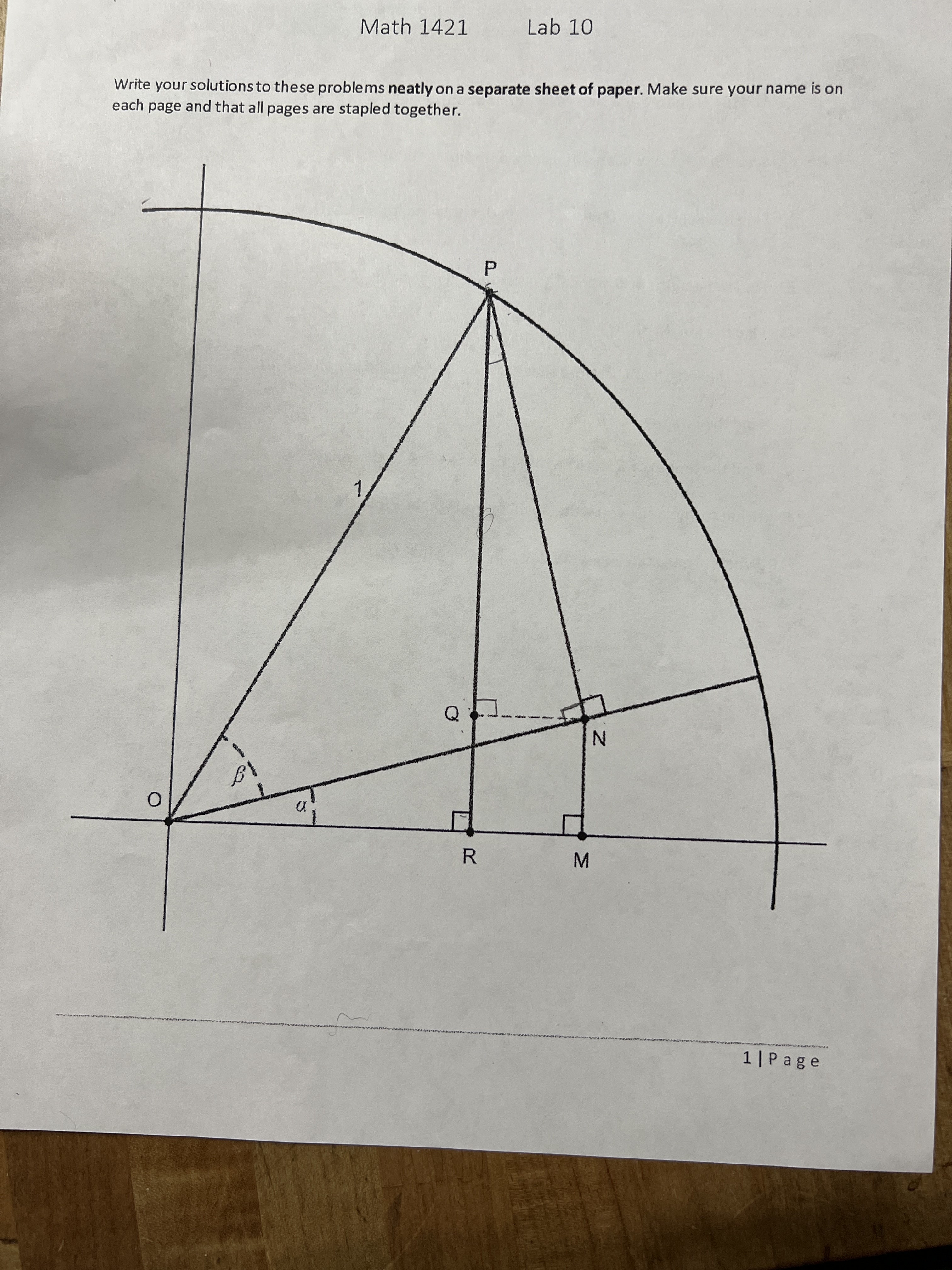 Math 1421 Lab 10 Write your solutions to these problems neatly