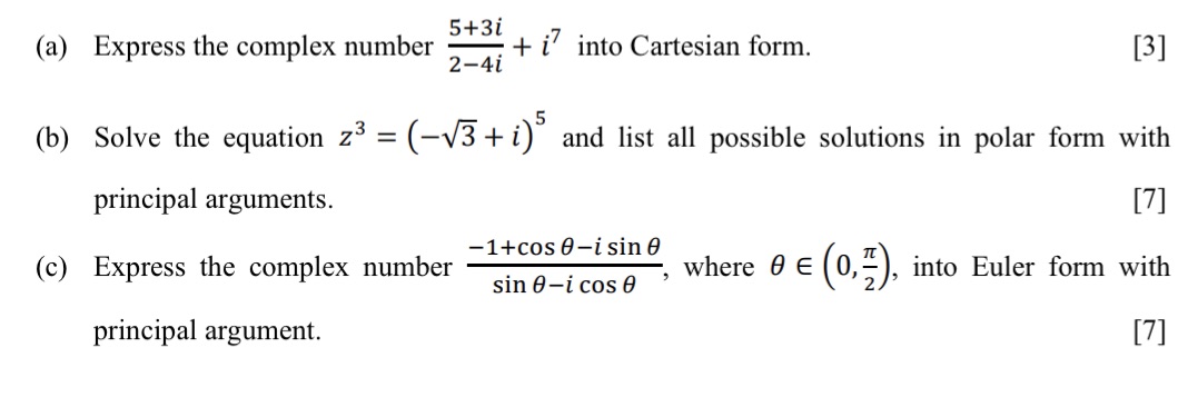 into CarteSIan form. [3] (b) Solve the equation 23 = (x/g +