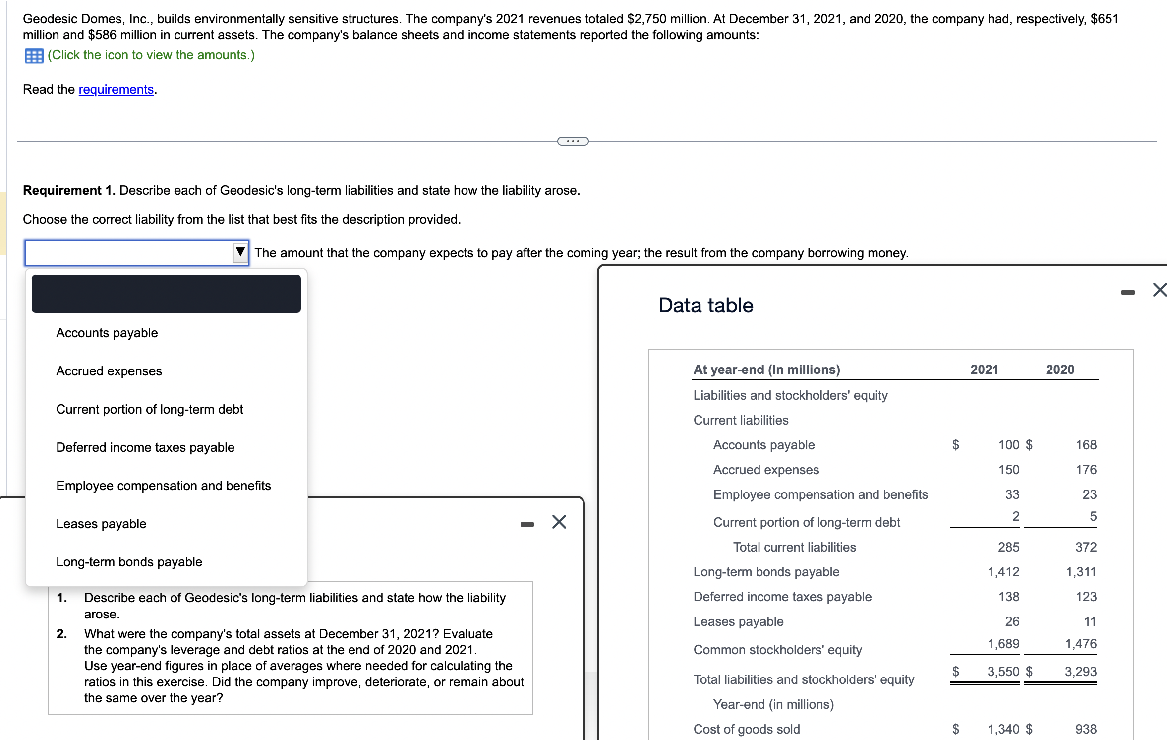 totaled $2,750 million. At December 31,2021, and 2020, the company had, respectively,