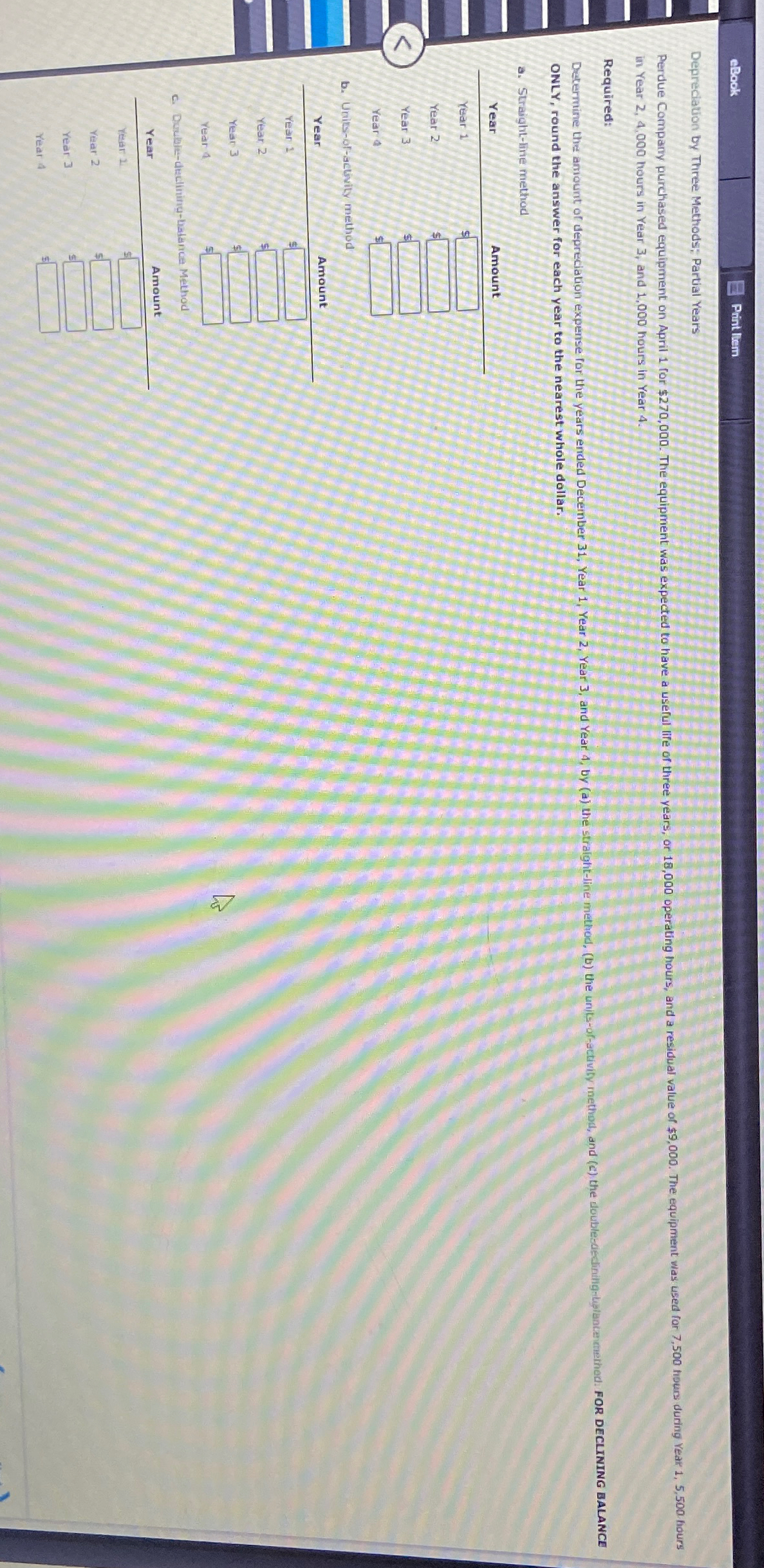  eBook Print ltem Depreciation by Three Methods; Partial Years in Year