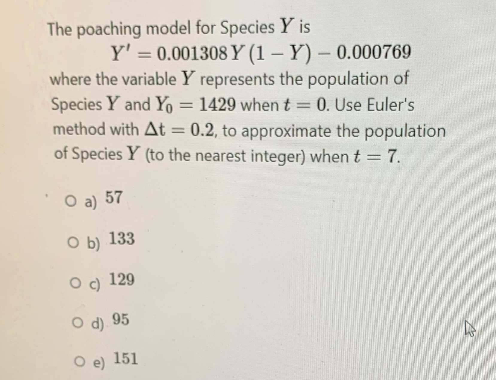 Y is Y' = 0.001308 Y (1 - Y) - 0.000769 where