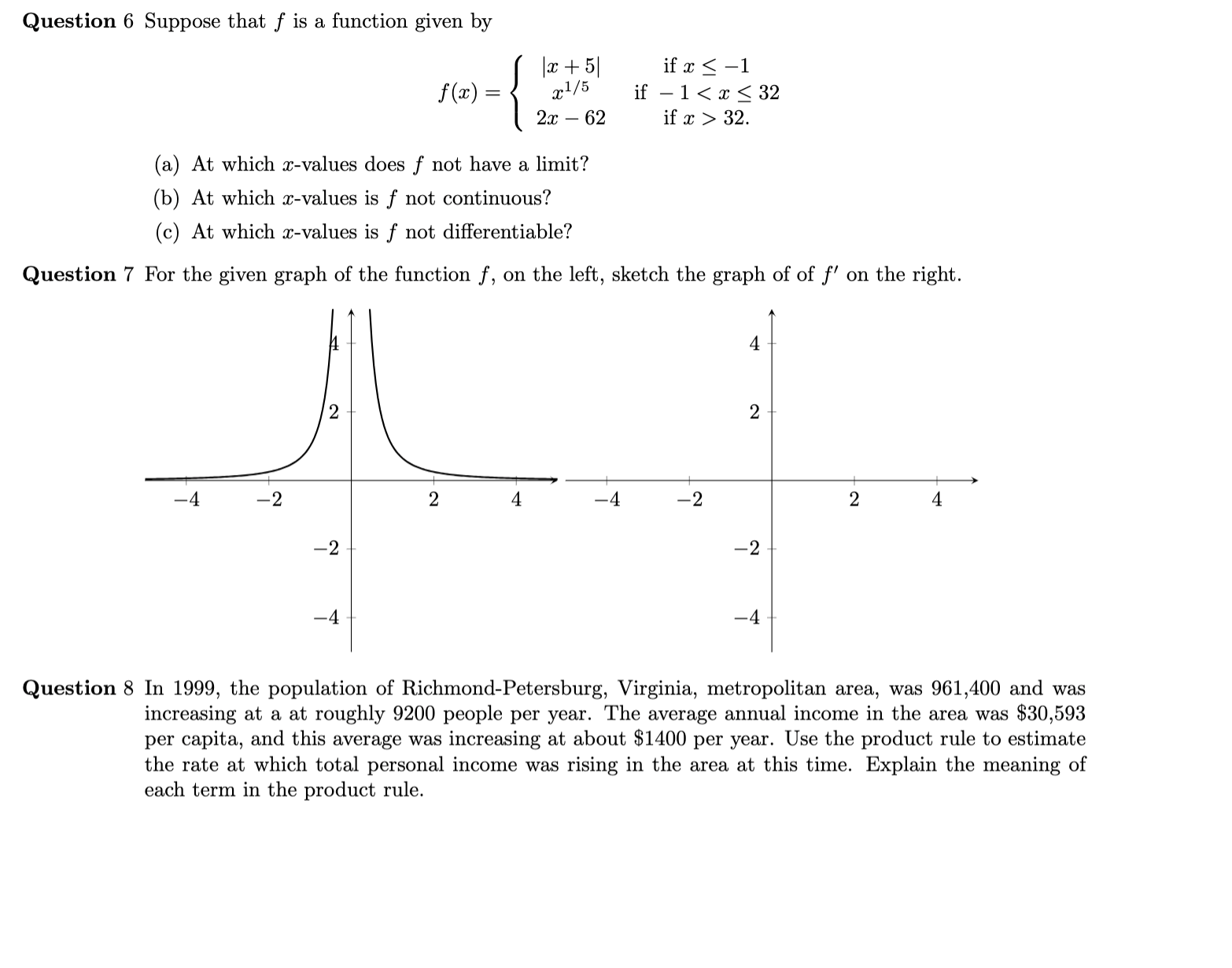 A A (b) For the given graph of the function f, on