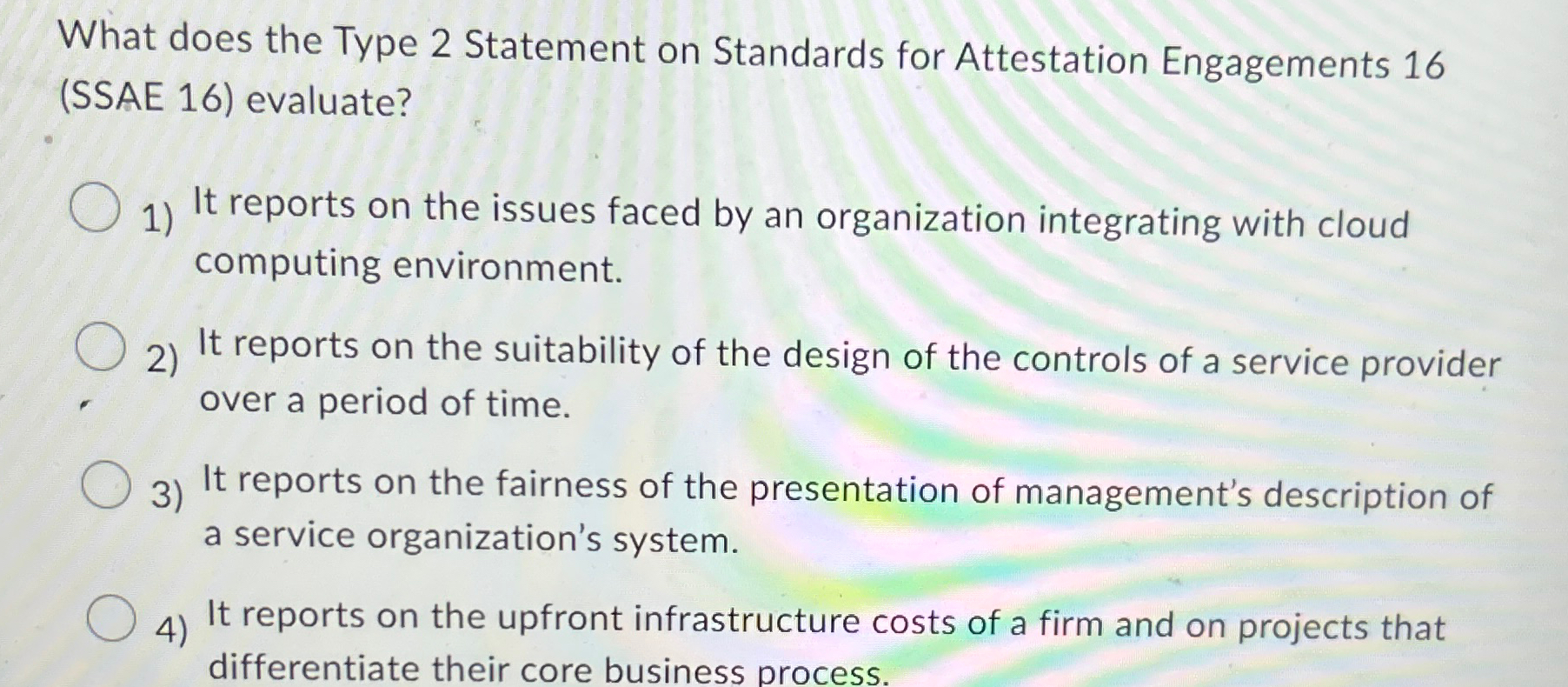  What does the Type 2 Statement on Standards for Attestation Engagements