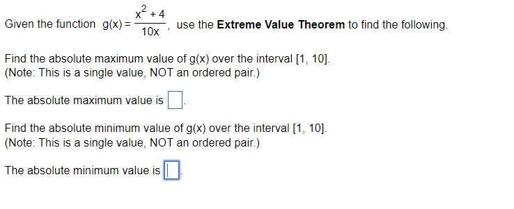 1ti'alue Theorem to nd the following. Find the absolute maximum value of