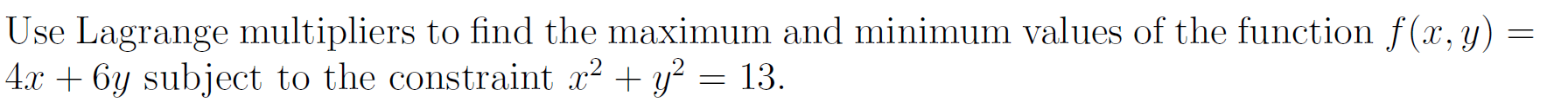 the function f(x, y) = Ax + 6y subject to the constraint