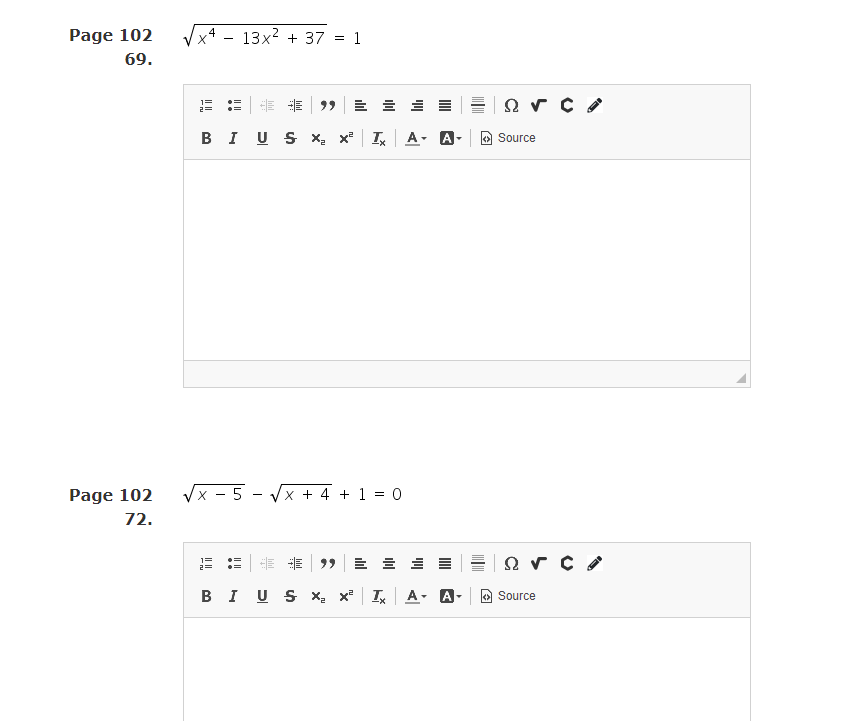 answers to eliminate any extraneous solutions.) +5=x Page 102 v'Ex 10 =
