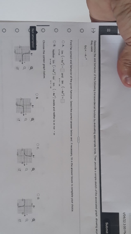 and behavior of the following transcendental function by evaluating appropriate limits. Then