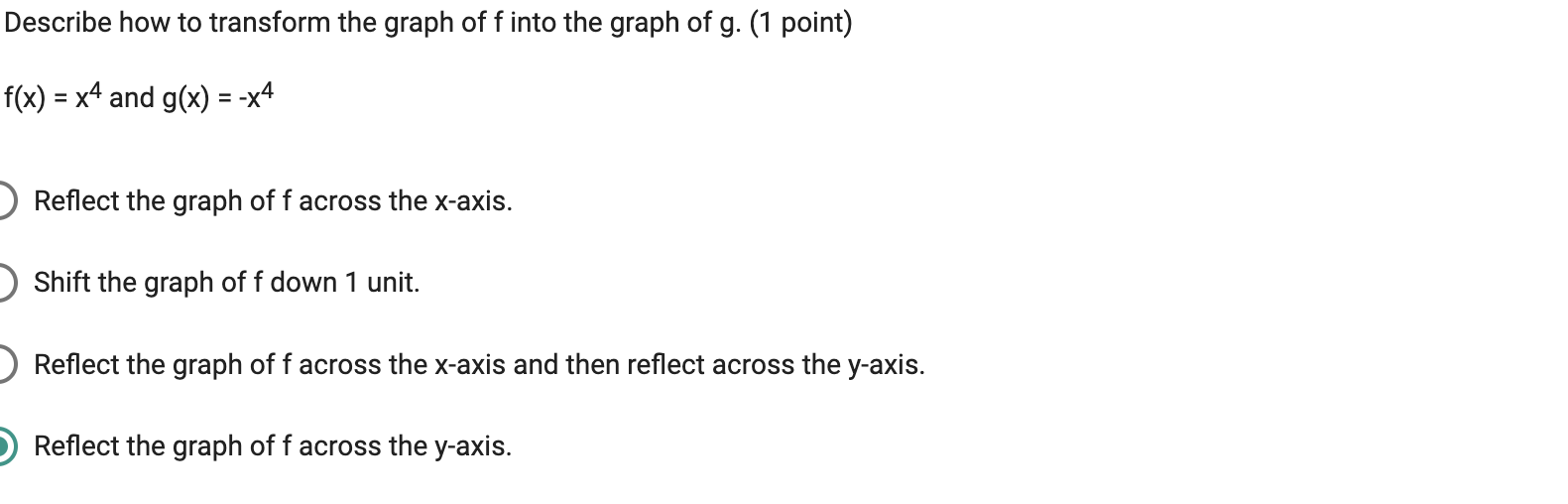 Shift the graph of f down 1 unit. Reflect the graph of