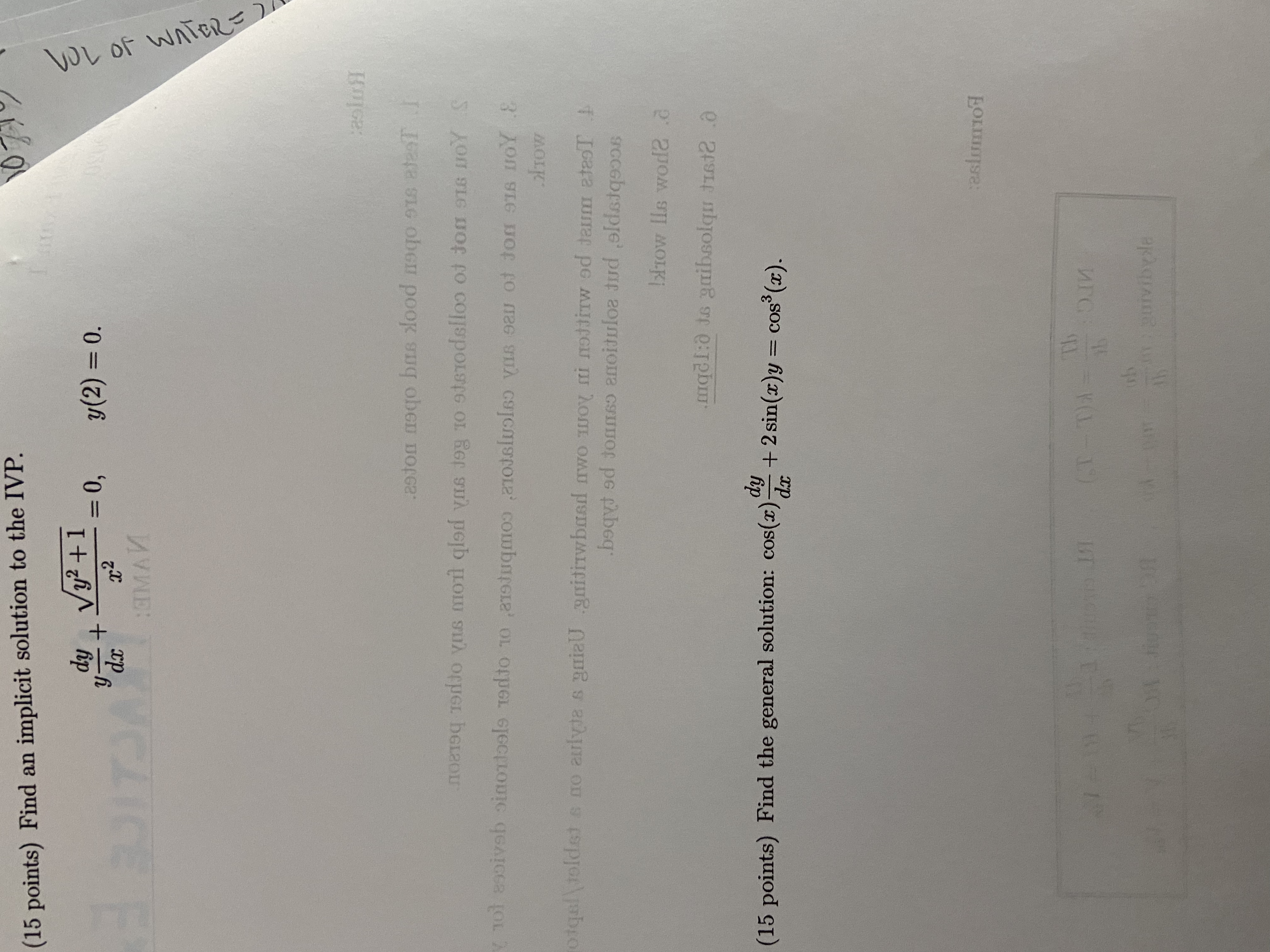 (15 points) Find an implicit solution to the IVP. 107 7
