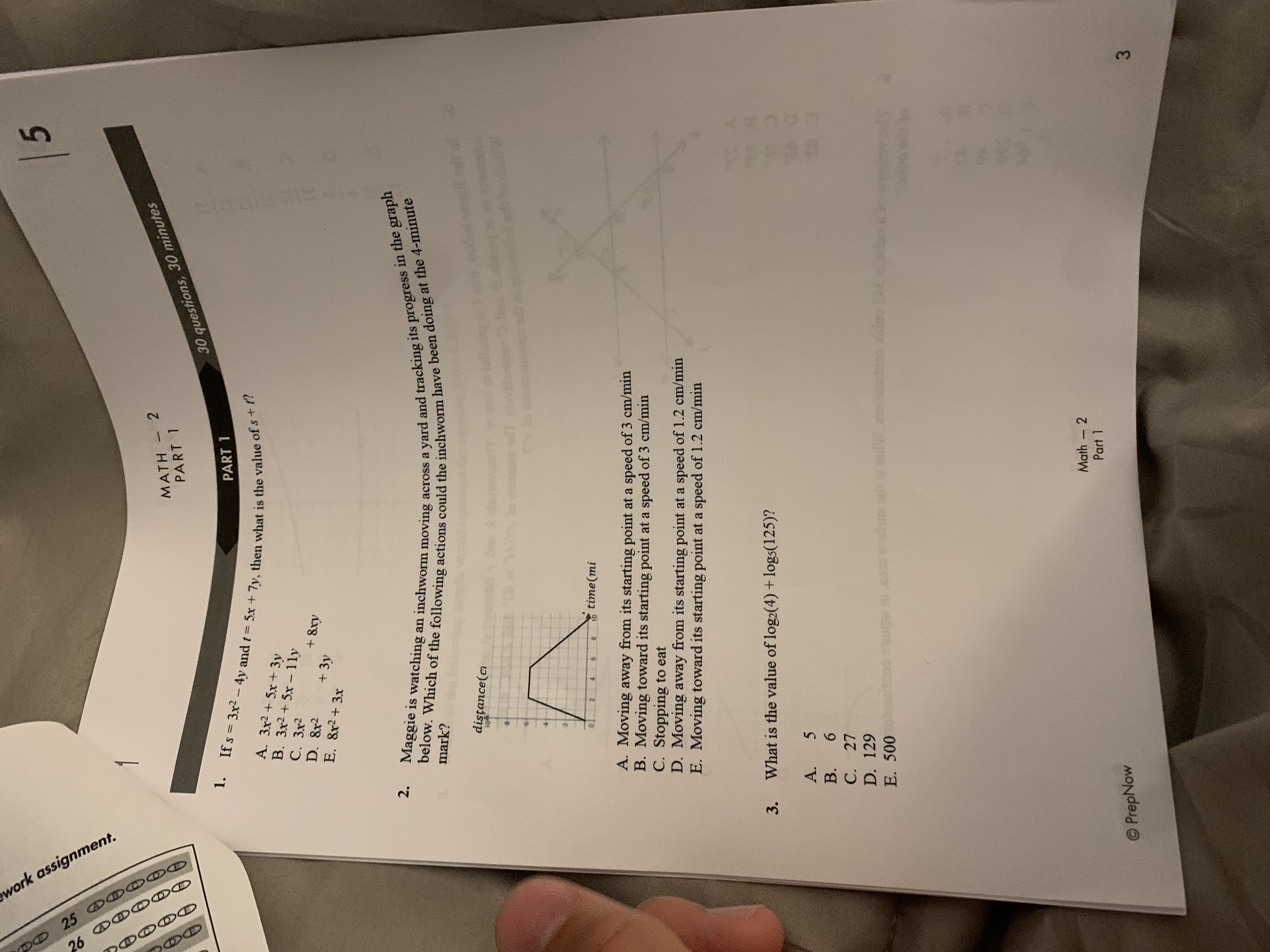  5 work assignment. DOODD " MATH - 2 PART 1 30
