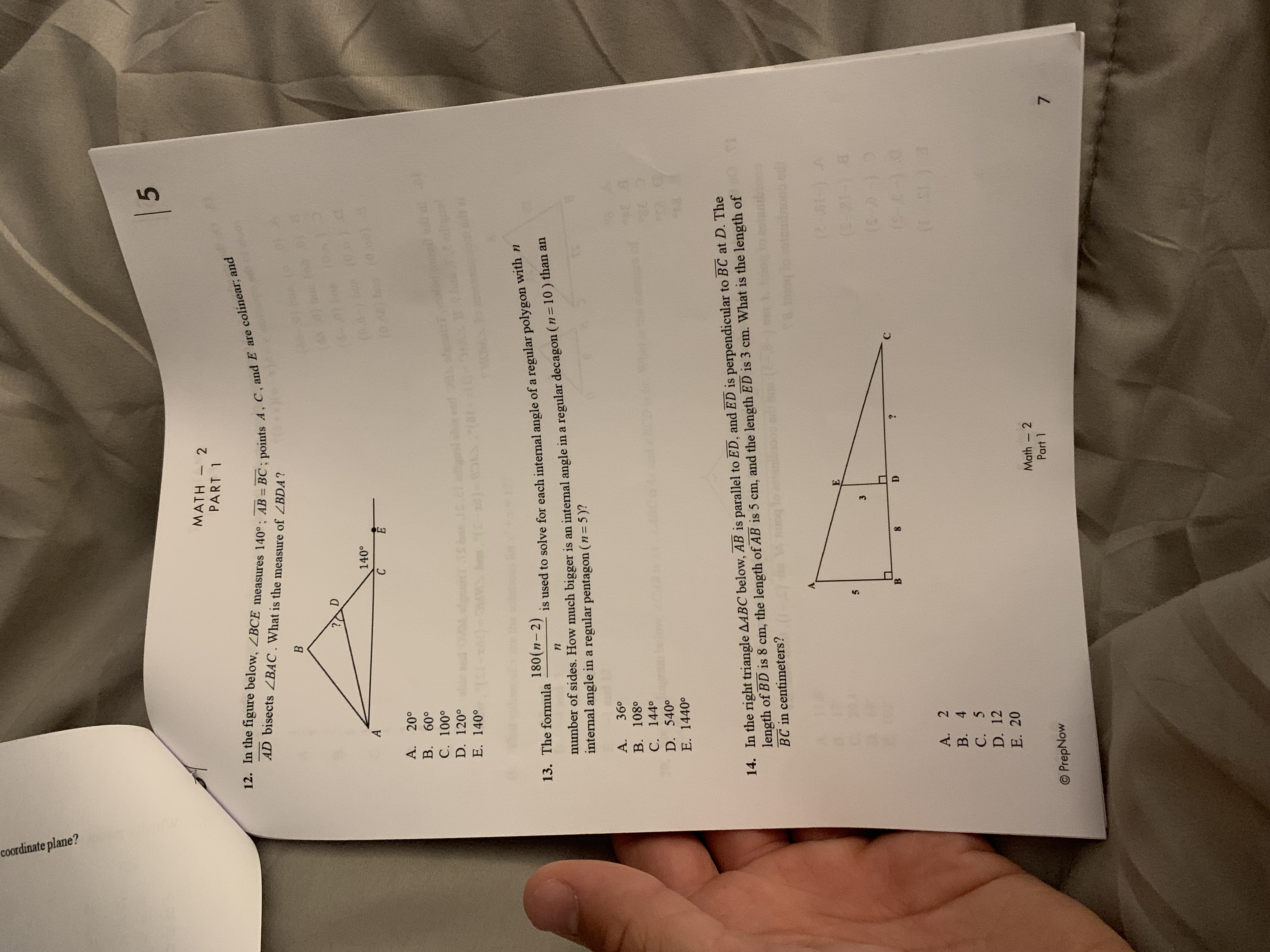 27 D. 129 E. 500 Math - 2 Part 1 3 PrepNowX