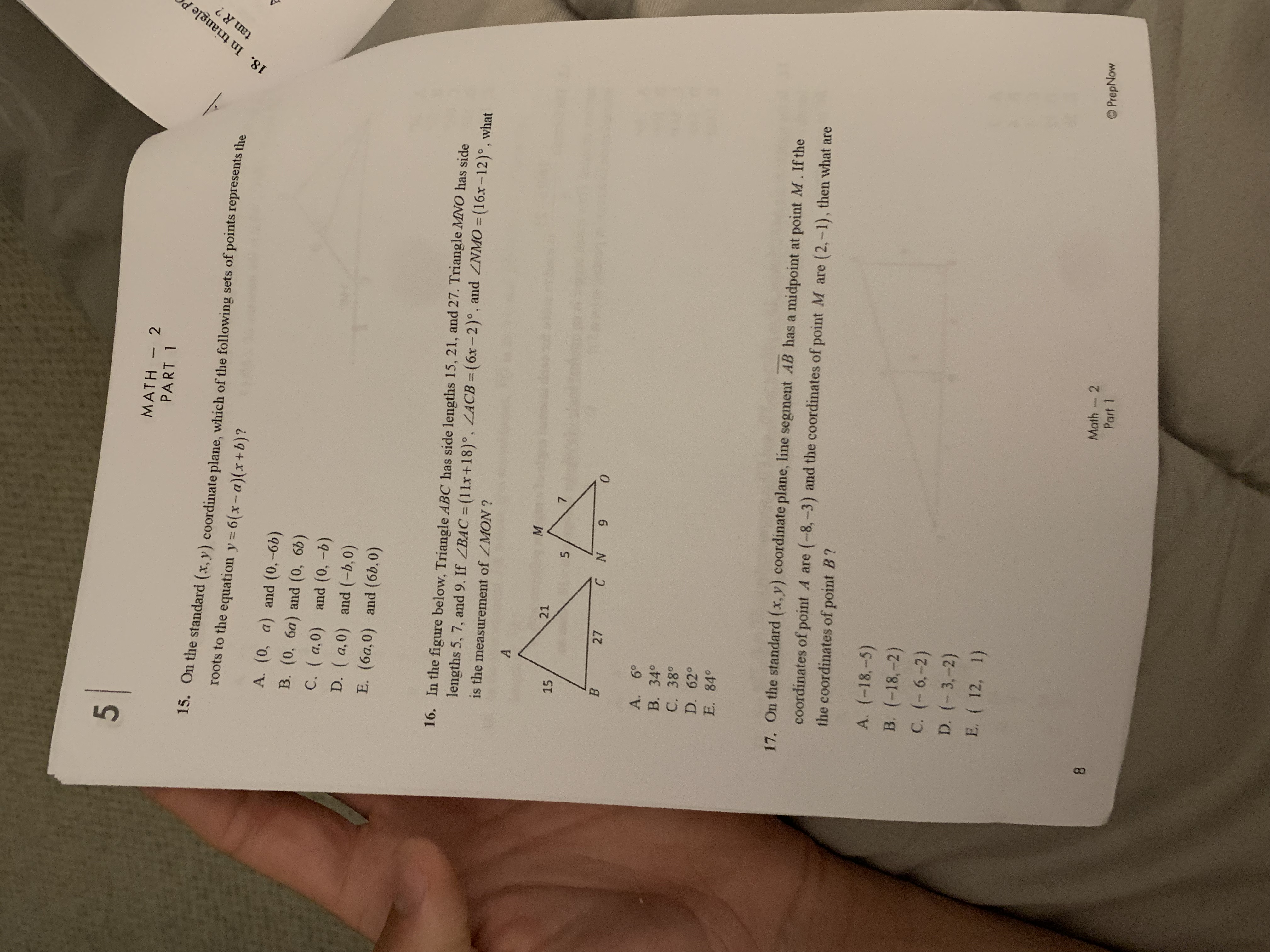 - 2y- -18 7. Which equation re MATH - PART 1 5