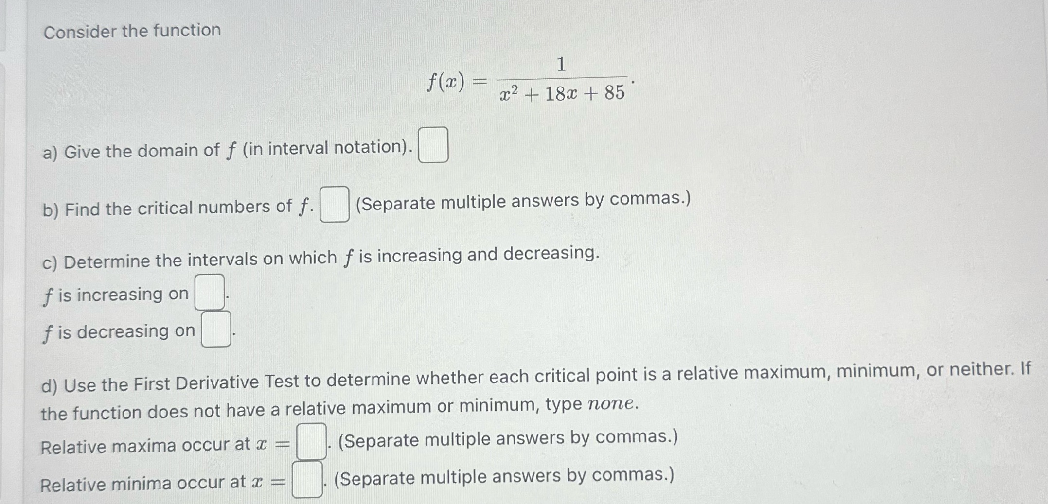  Consider the function 1 f (20 ) = 2 + 18x