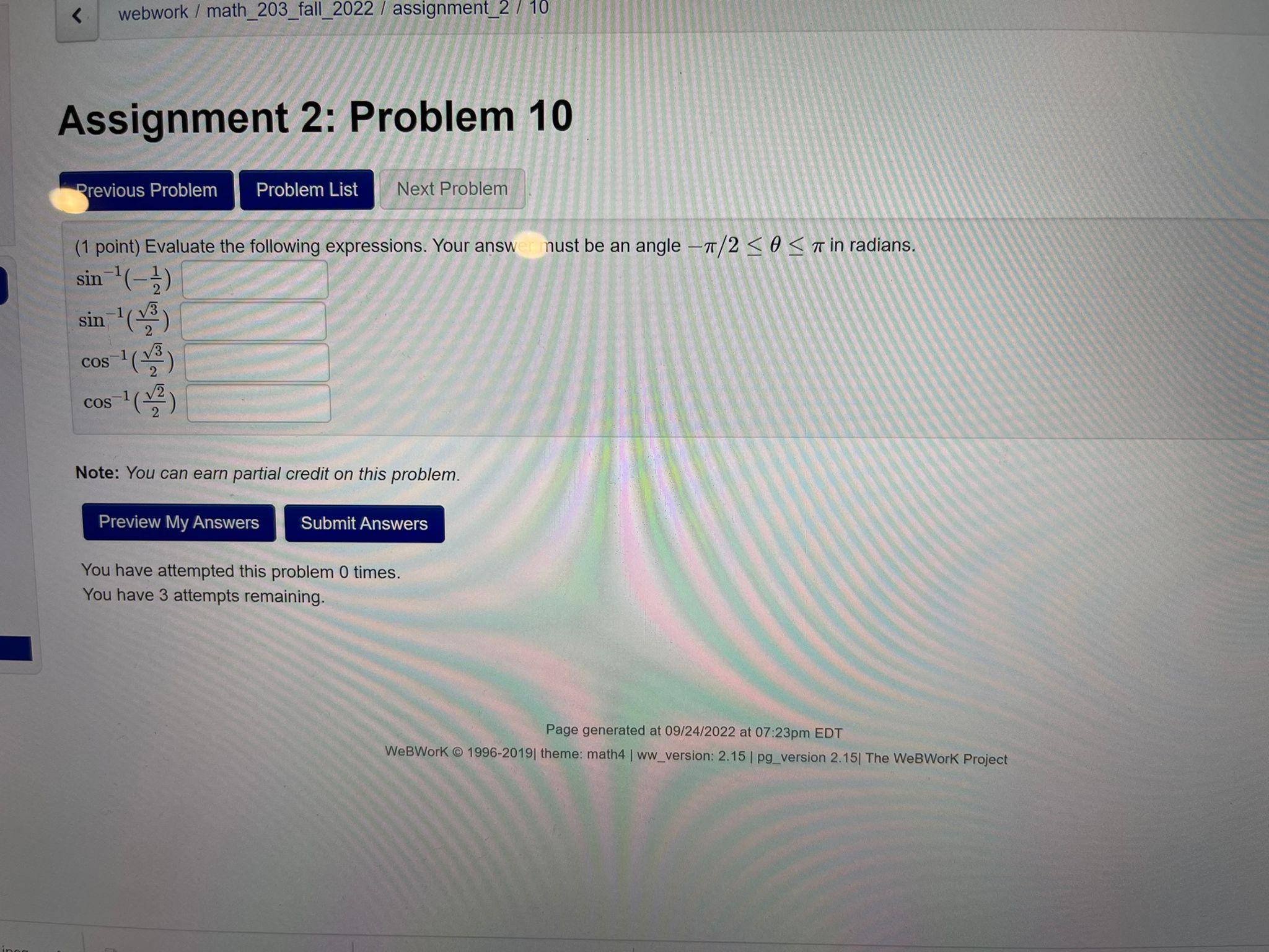 < webwork / math_203_fall_2022 / assignment_2/10 Assignment 2: Problem 10 Previous Problem