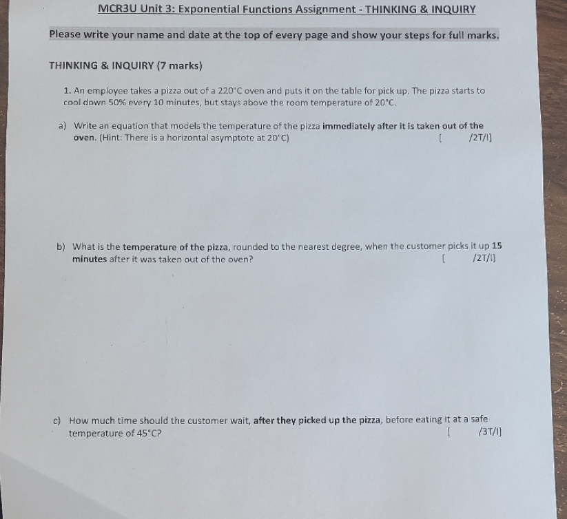 to it, thx MCR3U Unit 3: Exponential Functions Assignment - THINKING &