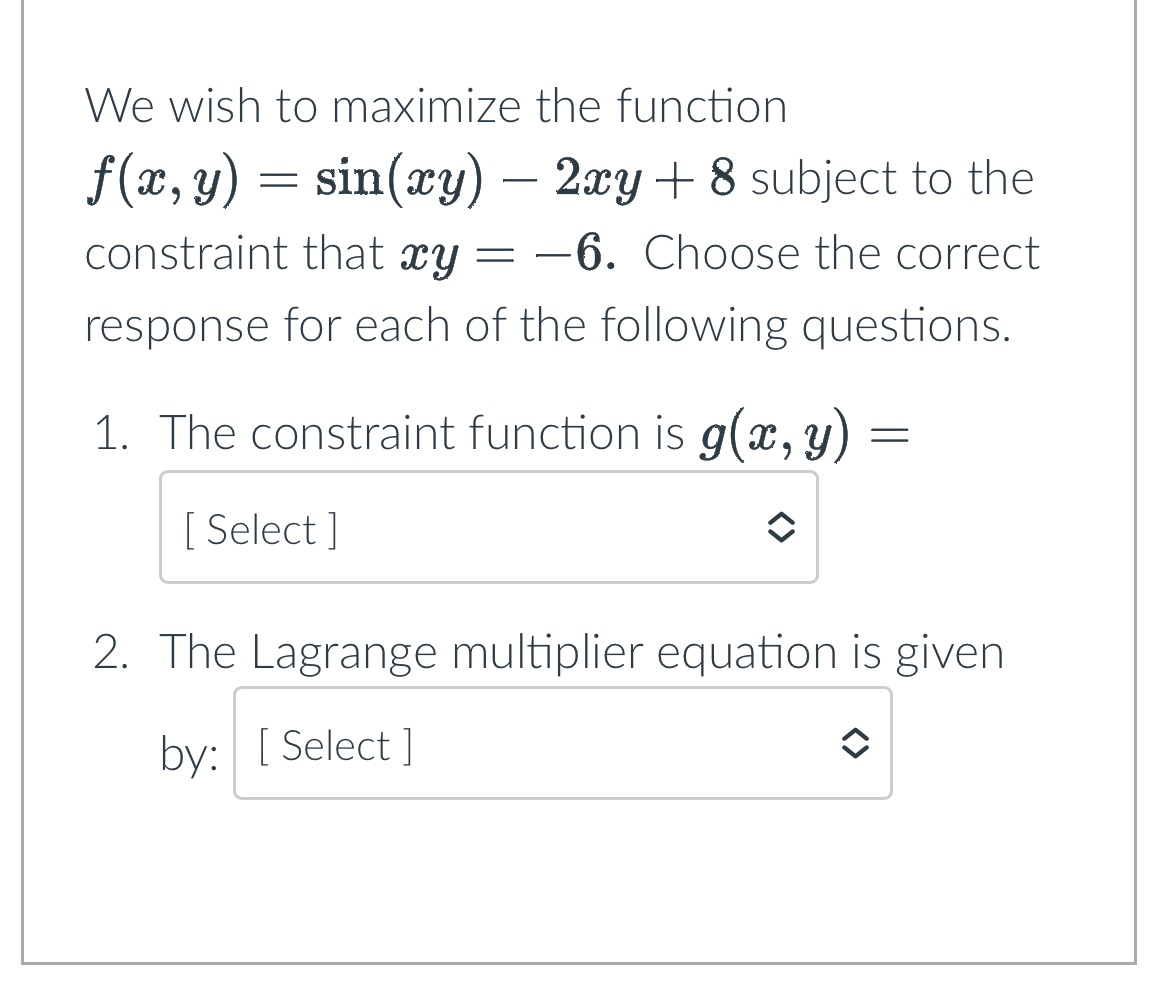 l 8 subject to the constraint that wy = 6. Choose the