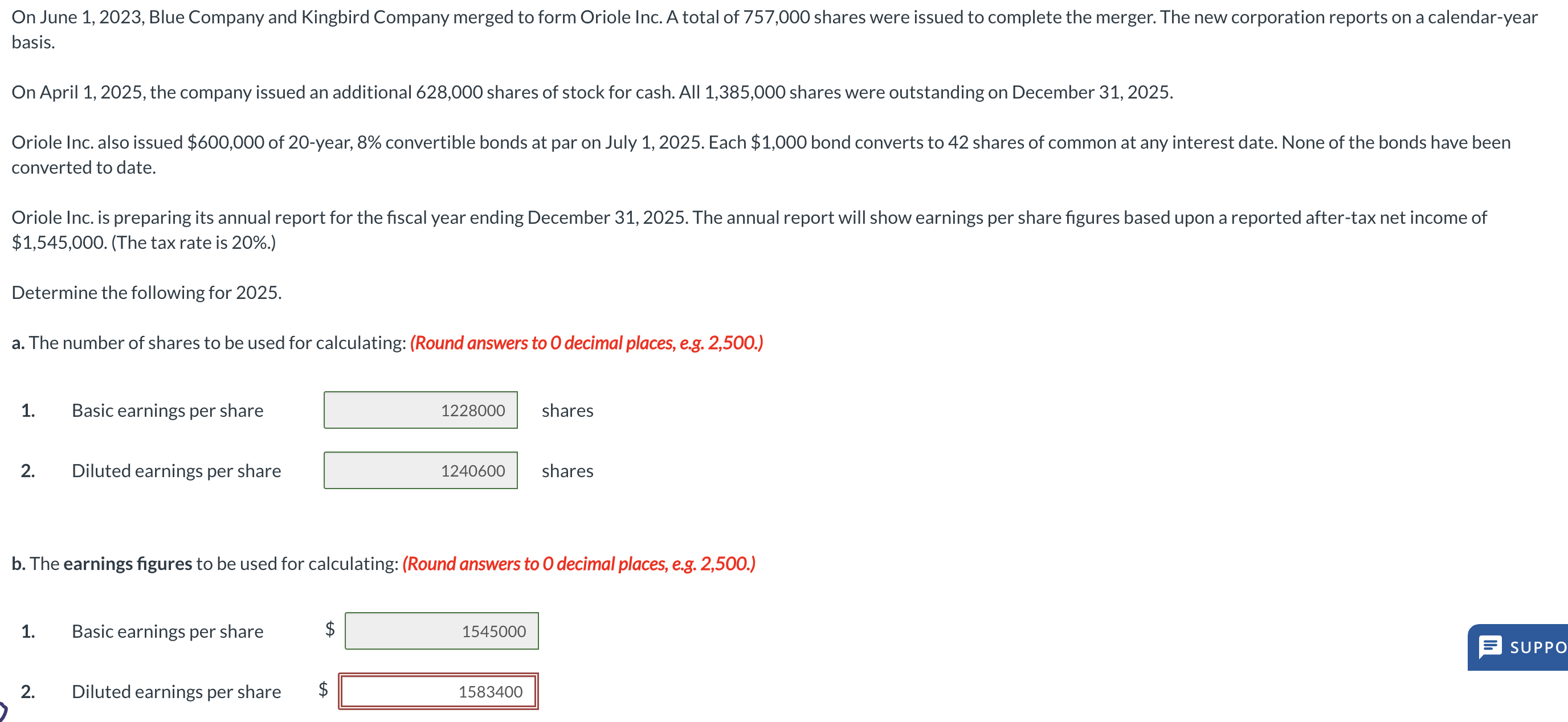 Oriole Inc. A total of 757,000 shares were issued to complete the