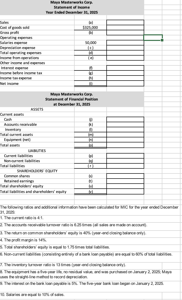  Calculate the missing information using ratios. Use ending balances instead of