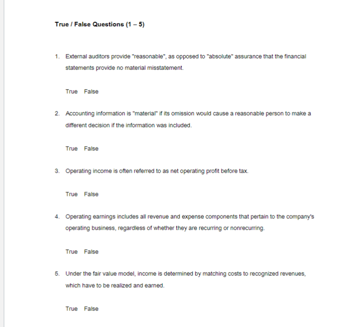 to investors. Which of the following is a limitation? I. Not all