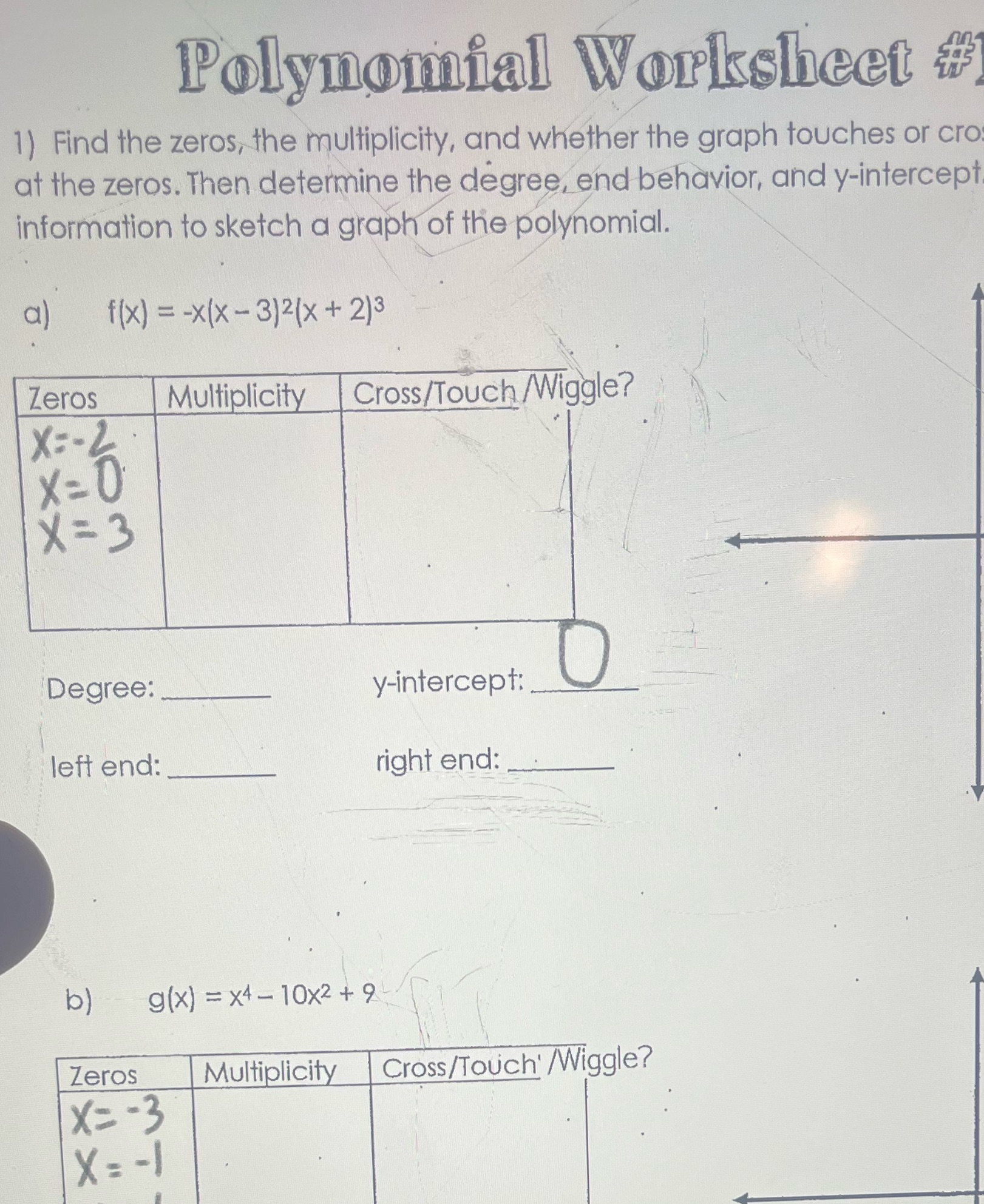  where can i find an answer key Polynomial Worksheet 1) Find