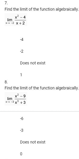 - 4 *4-2 x+2 -4 -2 Does not exist 8. Find the