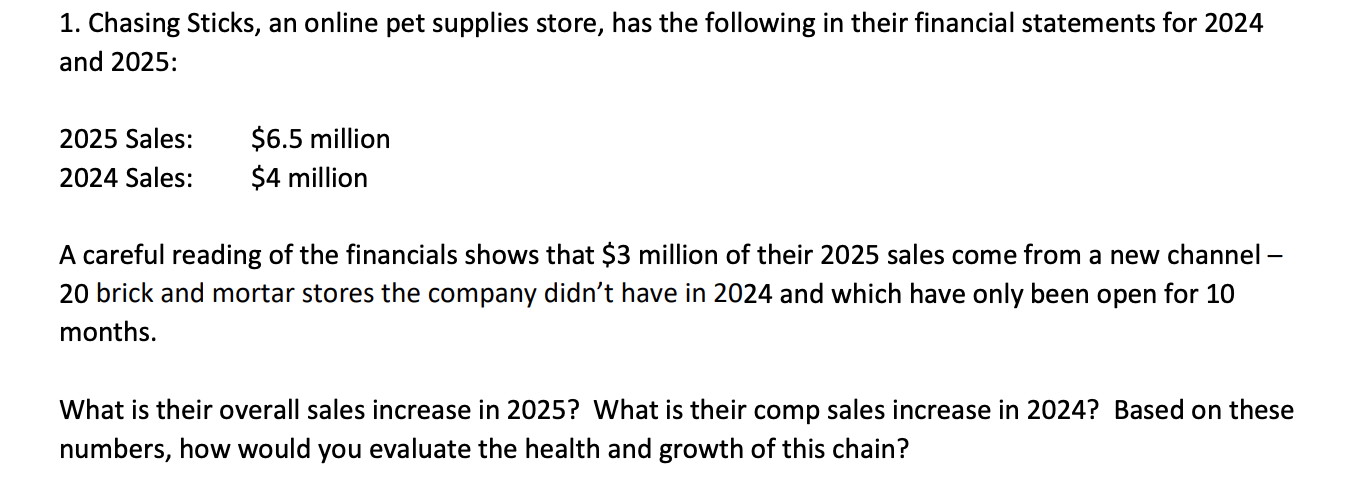 their financial statements for 2024 and 2025: 2025 Sales: 2024 Sales: $6.5