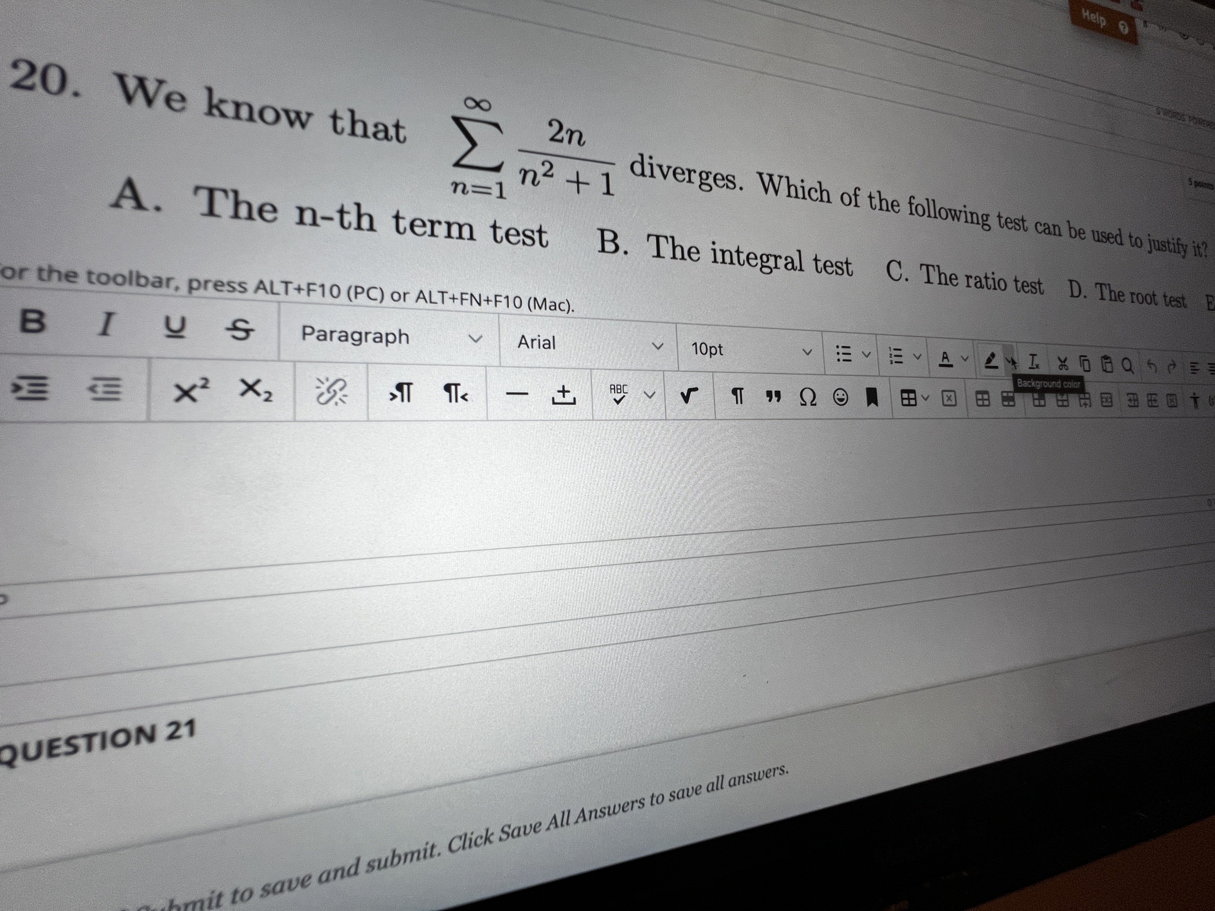 14 14. If an = 5 2n n ! ' then lim