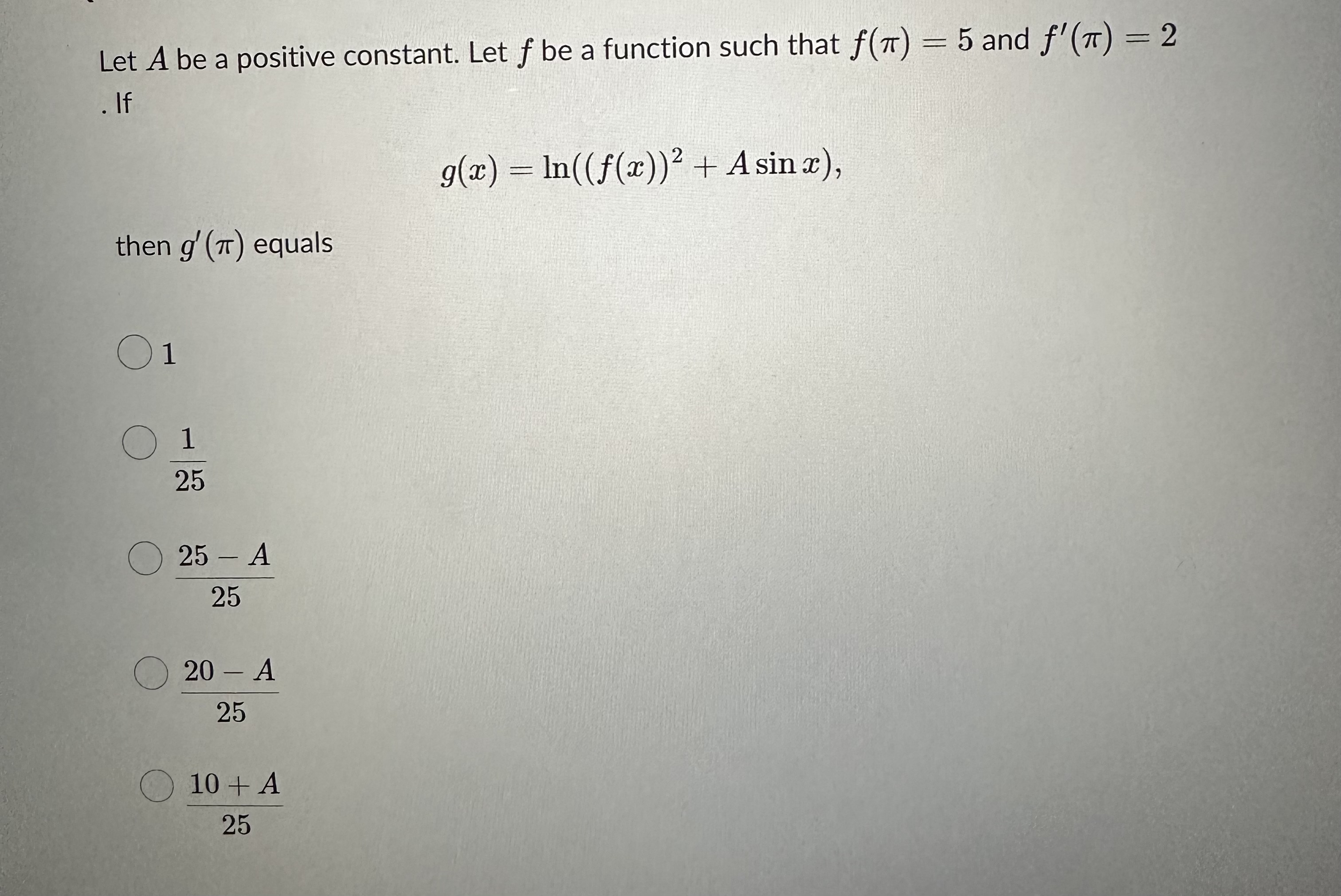  Let A be a positive constant. Let f be a function